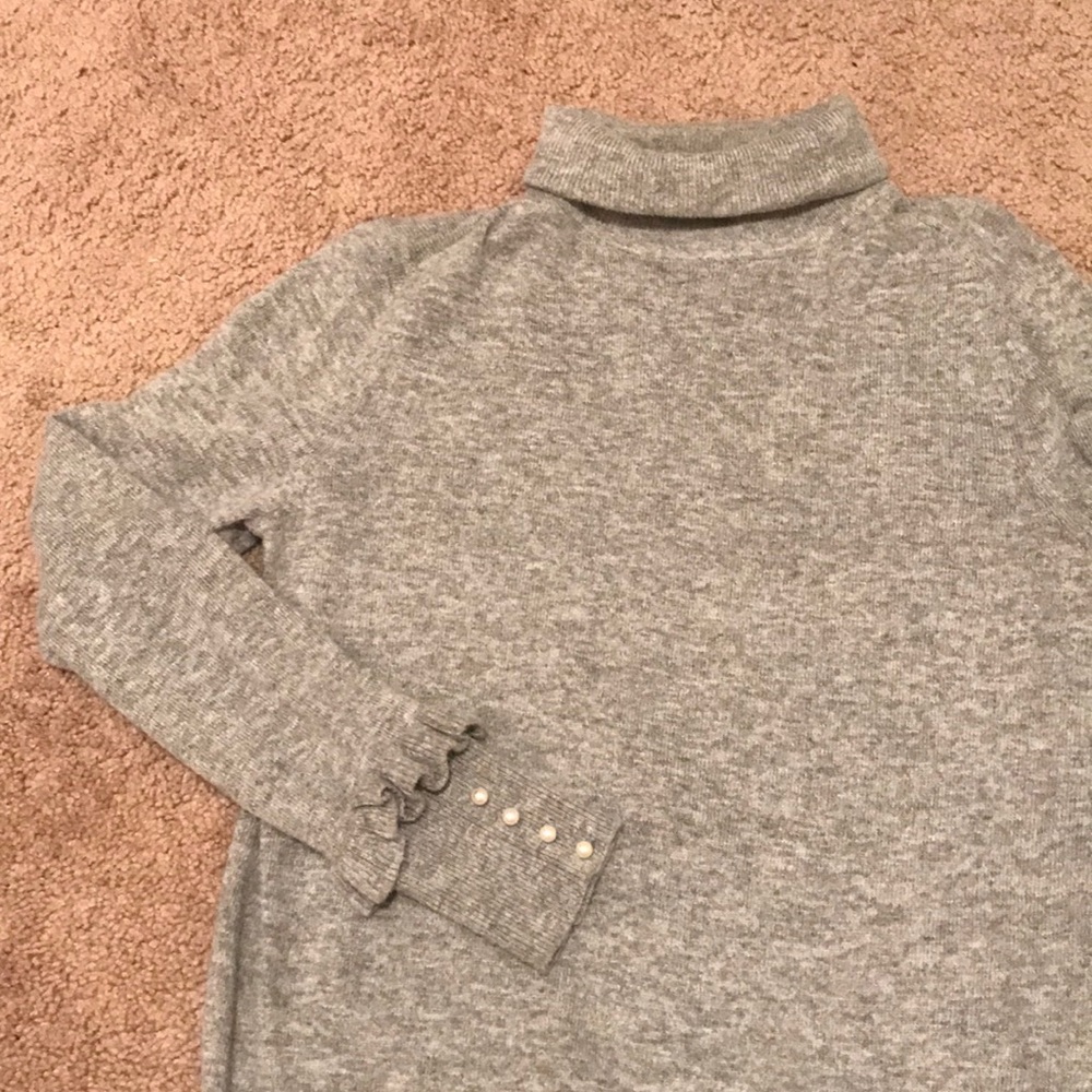 Pearl ruffle turtle neck sweater
